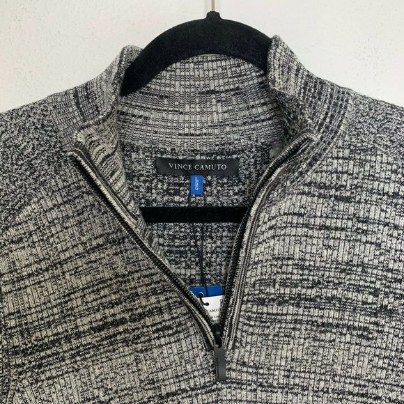 Vince Camuto Men's Knit Cotton Blend Quarter Zip - Picture 2 of 8